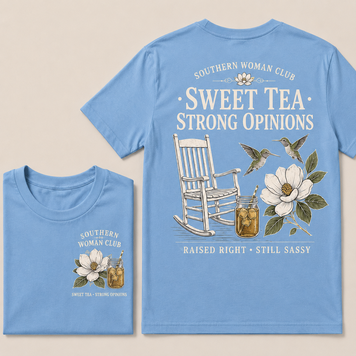 Southern Woman Club Sweet Tea Strong Opinions T-Shirt – Vintage Magnolia Graphic Tee For Southern Women